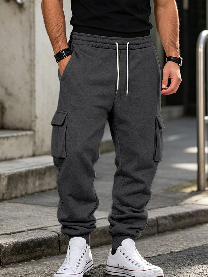 Herren Cargo-Jogginghose aus Baumwollfleece mit elastischem Bund und Beinbündchen Echoarchiv