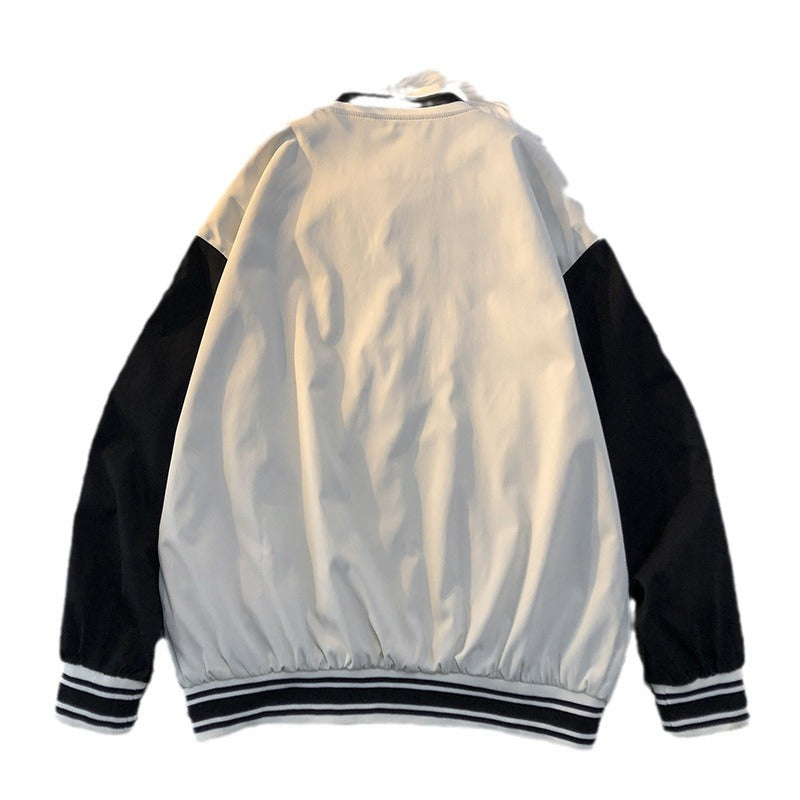 Herren Collegejacke mit gesticktem Logo und kontrastierenden Ärmeln Echoarchiv