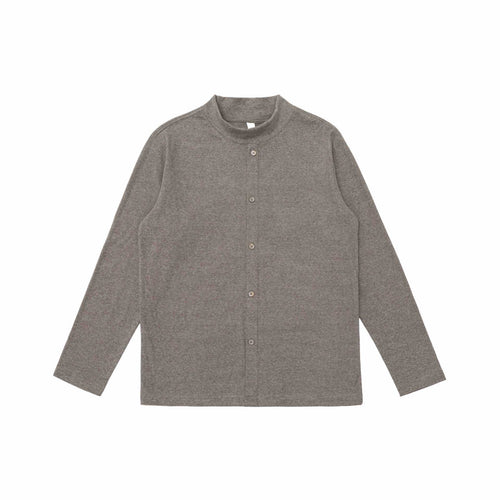 Unisex Feinstrukturierter Knopfcardigan mit Stehkragen Echoarchiv