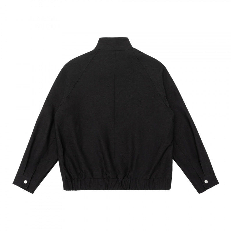 Herren Boxy-Zip-Blouson aus meliertem Strickstoff mit gestreifter Kragenfütterung und elastischem Saum Echo Archiv