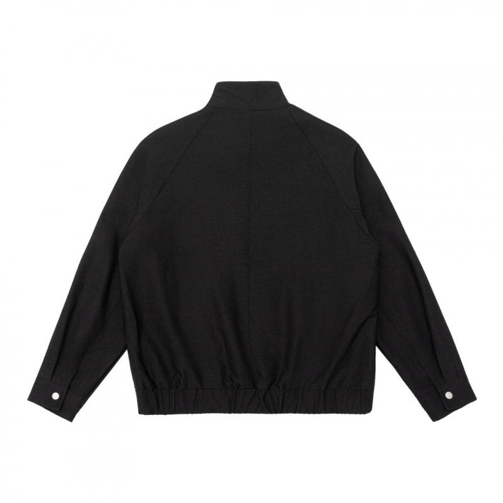 Herren Boxy-Zip-Blouson aus meliertem Strickstoff mit gestreifter Kragenfütterung und elastischem Saum Echo Archiv