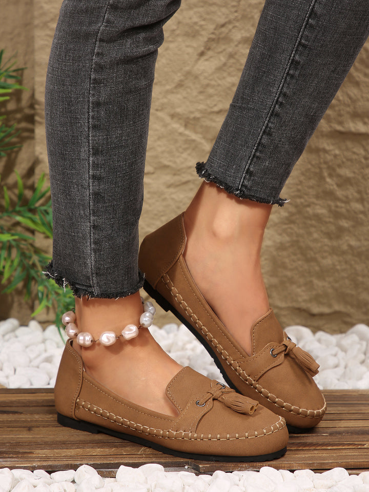 Damen  klassische Mokassin-Slipper mit Quasten und weichem Komfortfußbett Echo Archiv