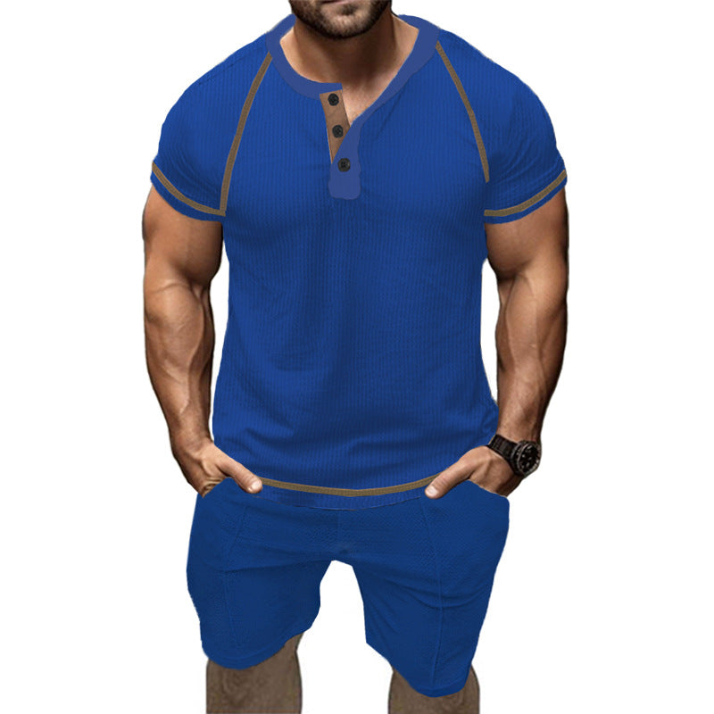 Herren lässiges Kurzarm-Set mit atmungsaktivem Gewebe und praktischen Taschen Echoarchiv