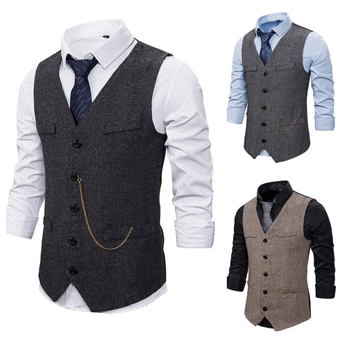 Herren elegante Anzugweste im klassisch-modernen Stil mit praktischen Taschen Echoarchiv