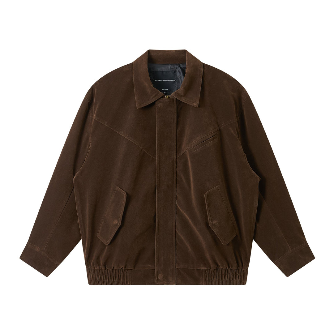 Herren Kurz geschnittener Wildlederoptik Blouson mit elastischem Saum und Pattentaschen Echoarchiv