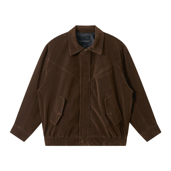 Herren Kurz geschnittener Wildlederoptik Blouson mit elastischem Saum und Pattentaschen Echoarchiv