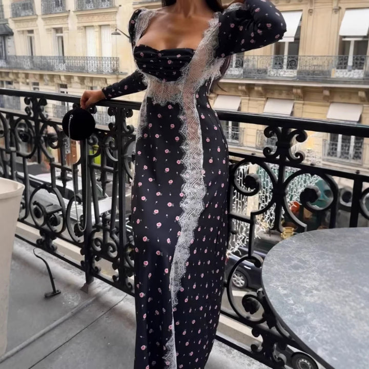 Damen Maxikleid mit Spitzenbesatz und floralem Alloverprint Echo Archiv