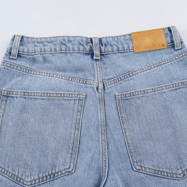 Damen Hochtaillierte weite Jeans mit geradem Bein und Cropped-Länge Echoarchiv