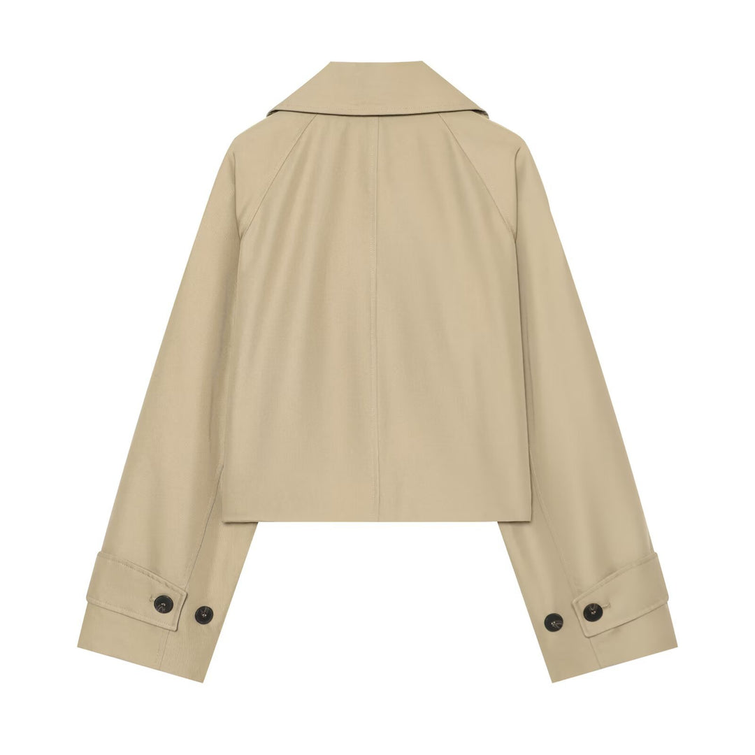 Damen Kurzjacke im Trenchstil mit Boxy-Schnitt, Doppelreihe und Schulterklappen Echo Archiv