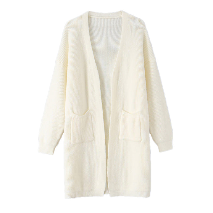 Damen Langer Oversize Strickcardigan mit aufgesetzten Taschen Echoarchiv