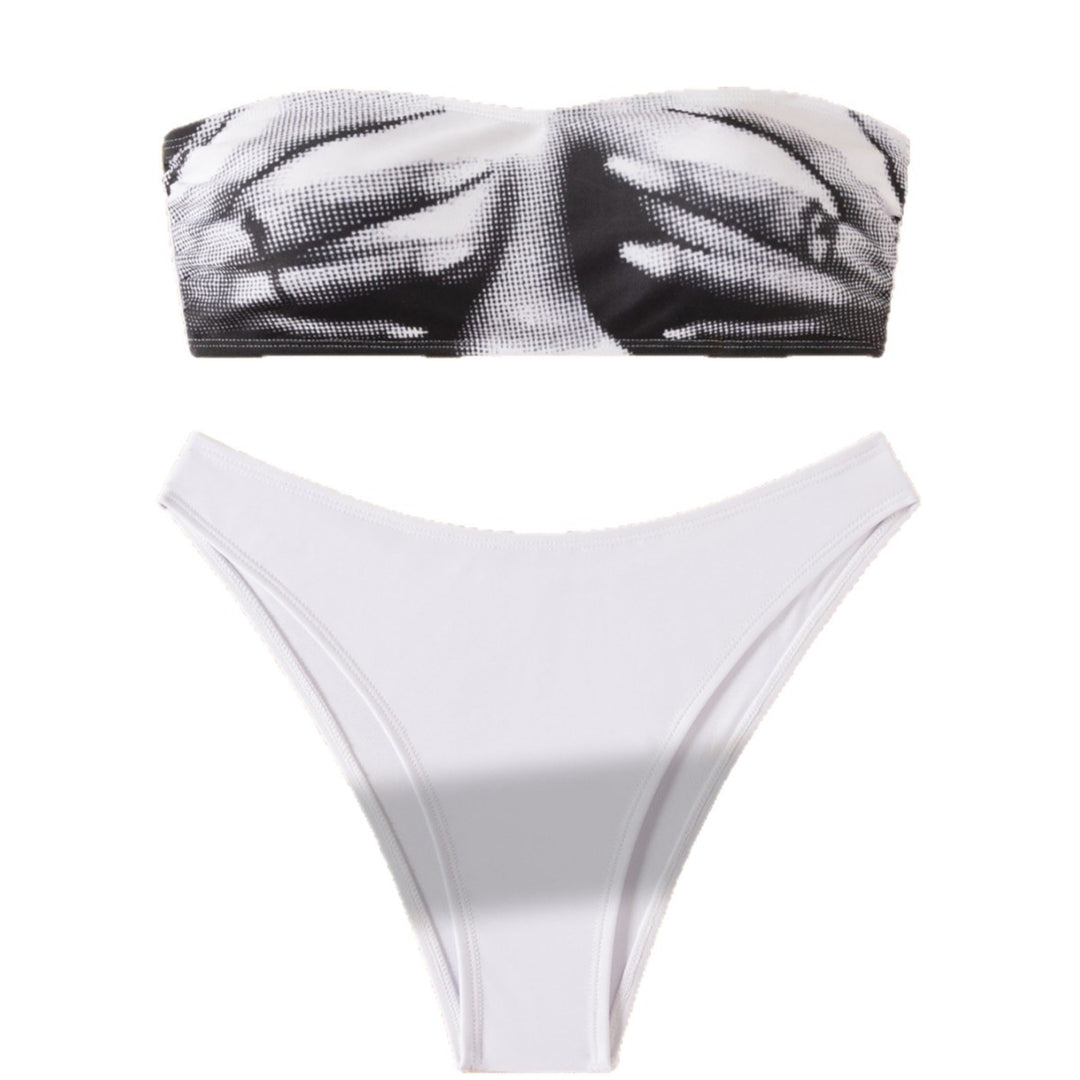 Damen Bandeau Bikini mit modischem Grafikdesign Echo Archiv