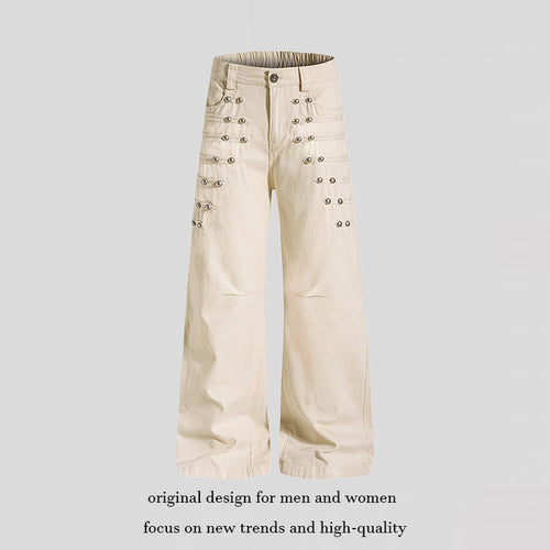 Damen Hochtaillierte weite Culotte-Hose mit Ösen-Detail Echoarchiv
