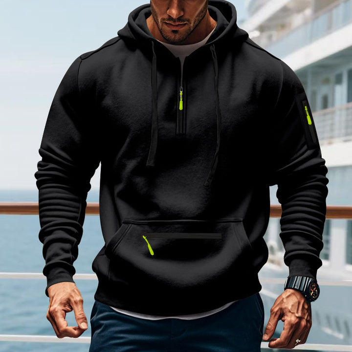 Herren sportlicher Kapuzenpullover mit praktischem Zwei-Wege-Reißverschluss und seitlichen Taschen Echoarchiv