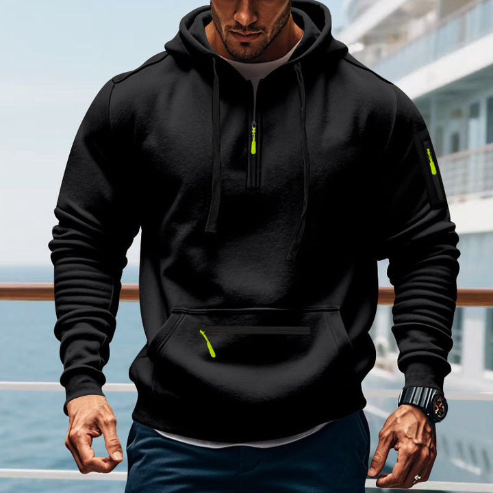 Herren sportlicher Kapuzenpullover mit praktischem Zwei-Wege-Reißverschluss und seitlichen Taschen Echoarchiv