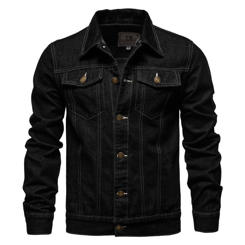 Herren nan Denim-Truckerjacke Slim Fit mit vintage Metallknöpfen und vertikaler Nahtführung Echo Archiv