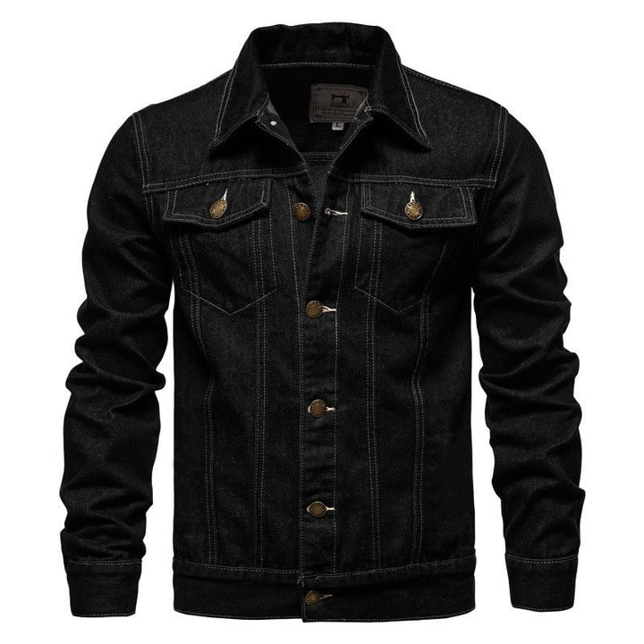 Herren nan Denim-Truckerjacke Slim Fit mit vintage Metallknöpfen und vertikaler Nahtführung Echo Archiv