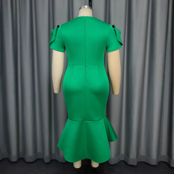 Damen figurbetontes Kleid mit voluminösen Ärmeln und tailliertem Gürteldetail Echo Archiv