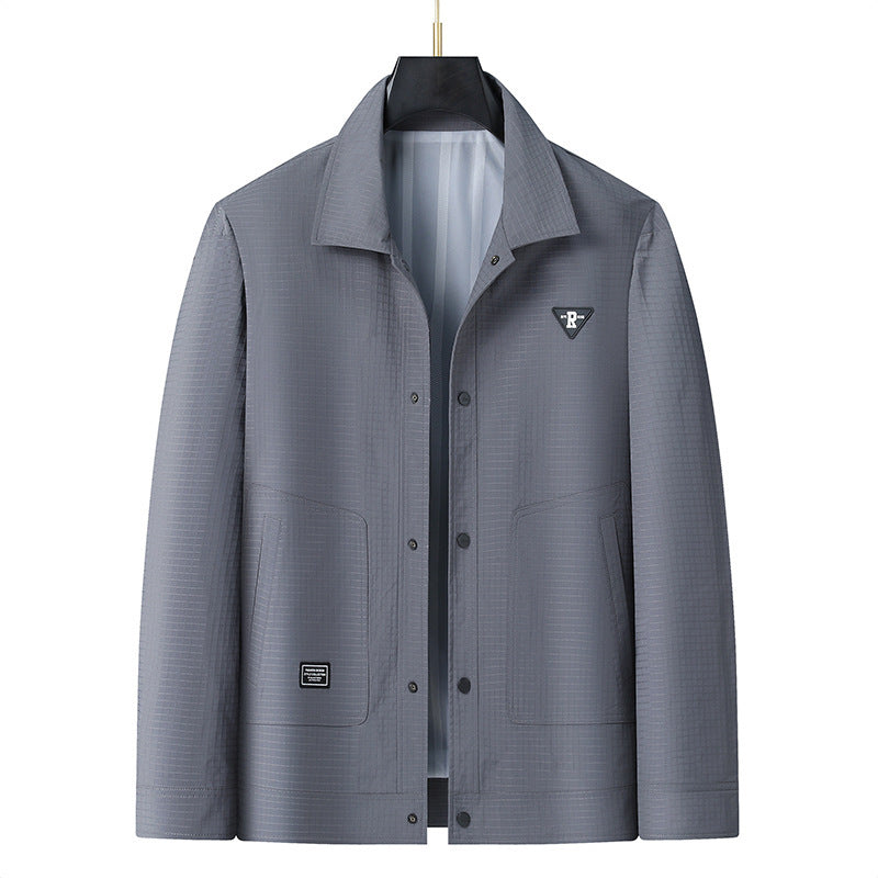 Herren Leichte strukturierte Coach-Jacke im Overshirt-Stil mit Druckknopfleiste und aufgesetzten Taschen Echo Archiv
