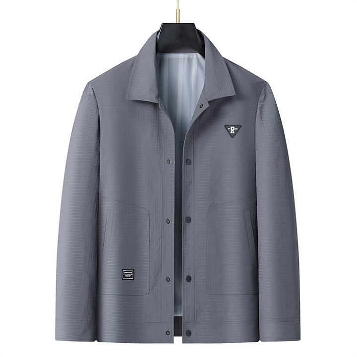Herren Leichte strukturierte Coach-Jacke im Overshirt-Stil mit Druckknopfleiste und aufgesetzten Taschen Echo Archiv