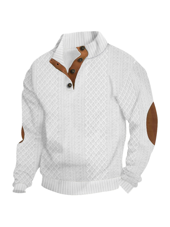 Herren Strickpullover mit meliertem Muster und Knopfleiste Echoarchiv