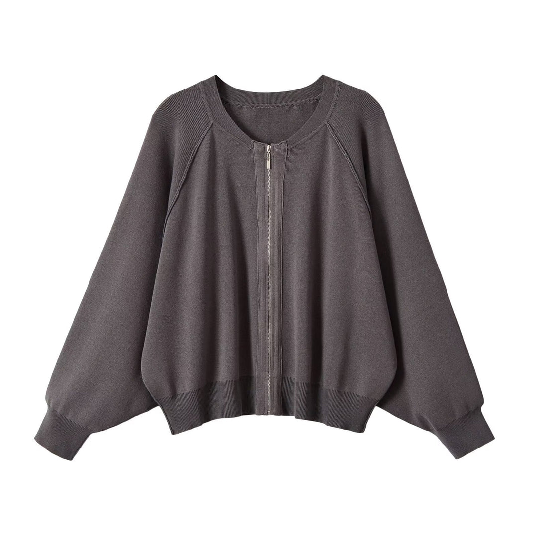 Damen Oversize Strick-Bomberjacke mit Raglanärmeln und Rippbündchen Echoarchiv