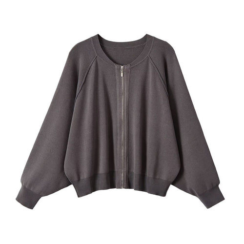 Damen Oversize Strick-Bomberjacke mit Raglanärmeln und Rippbündchen Echoarchiv