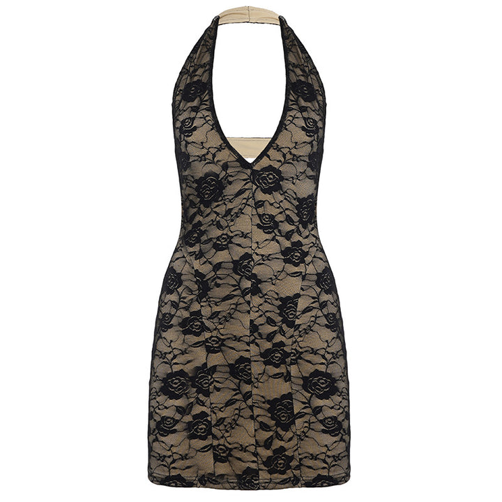 Damen Spitzennachtkleid mit tiefem V-Ausschnitt und floralen Akzenten Echo Archiv