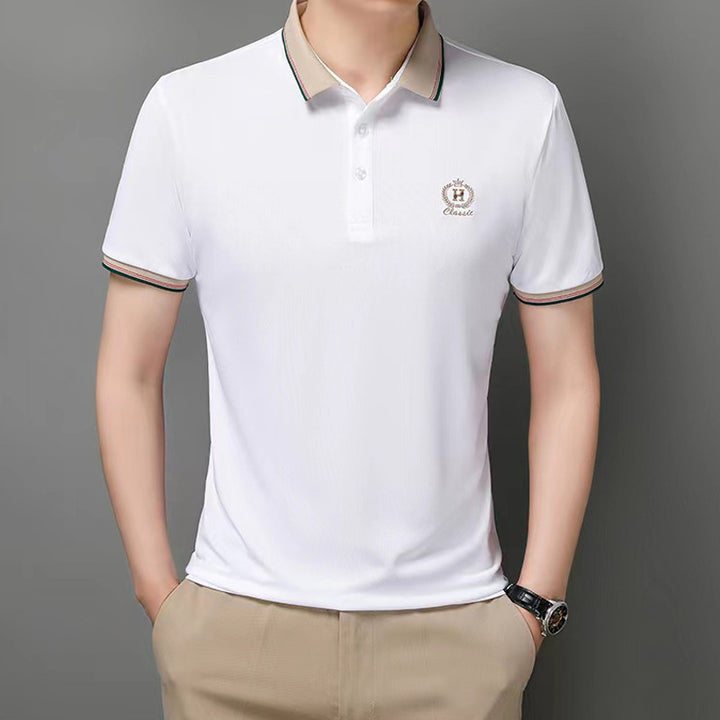 Herren Poloshirt mit atmungsaktivem Gewebe und elegantem Kontrastkragen Echoarchiv