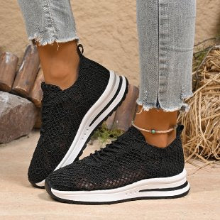 Damen  gestrickte Slip-On Plateau-Sneaker mit atmungsaktivem Obermaterial und gepolstertem Komfortfußbett Echo Archiv