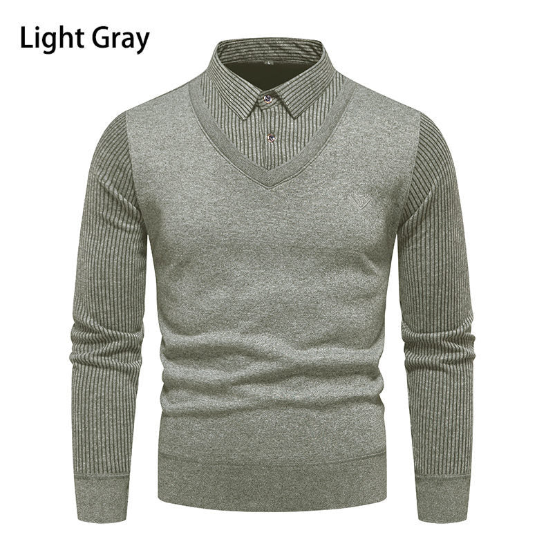 Herren Strickpullover mit V-Ausschnitt und modernem Rippenmuster Echoarchiv