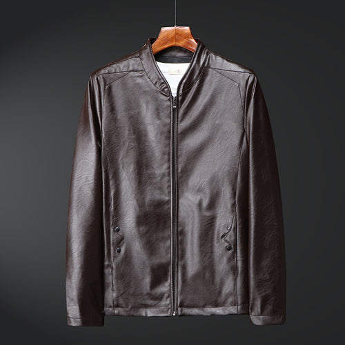 Herren schlanker Kunstlederblouson mit Stehkragen und Zweiwege-Reißverschluss Echoarchiv