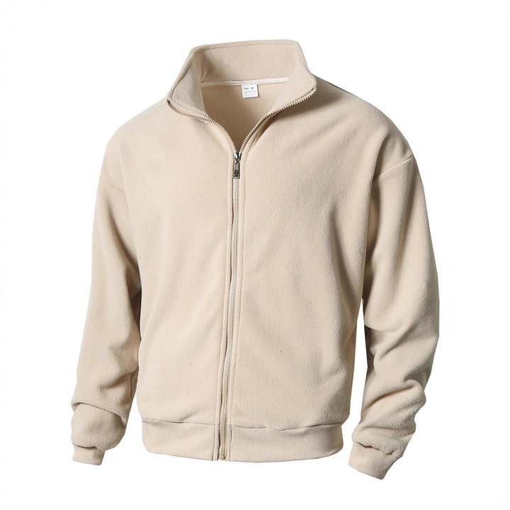 Herren Zip-Fleecejacke mit Stehkragen, durchgehendem Reißverschluss und gerippten Bündchen – Taviero