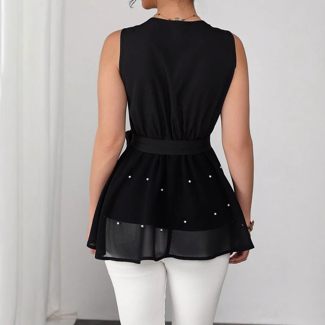 Damen Elegantes Wickeloberteil mit dekorativen Perlen Echo Archiv