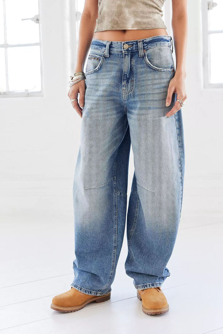 Damen nan weite tiefsitzende Baggy-Jeans mit Knie-Paneelen und entspannter Passform Echo Archiv