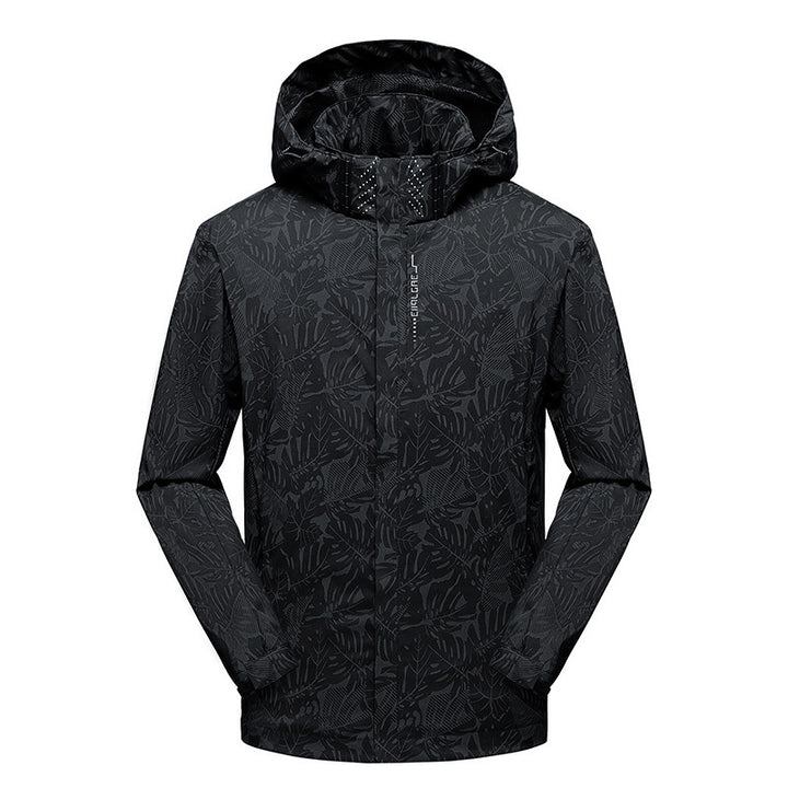 Herren leichte Kapuzen-Windjacke mit floralem Alloverprint, wasserabweisender Shell und elastischen Bündchen Echoarchiv
