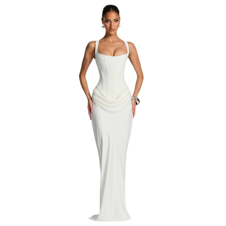 Damen Elegantes Maxikleid mit figurformendem Schnitt und zarten Drapierungen Echo Archiv