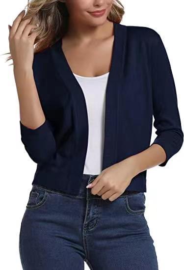 Damen nan offener Kurzcardigan mit dreiviertelärmeln und elastischem Saum Echo Archiv