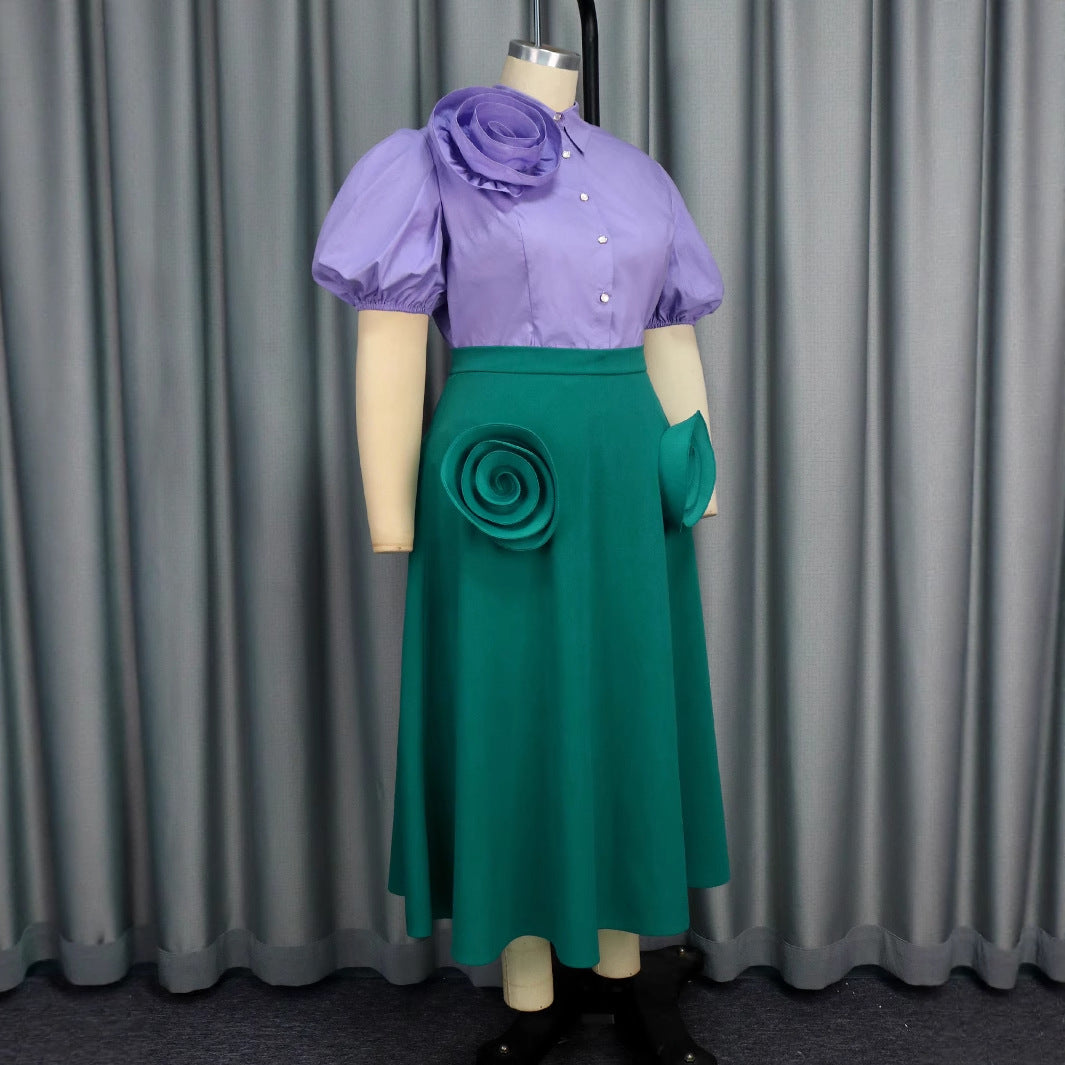 Damen Elegantes Kleid mit dekorativen Blumenapplikationen Echo Archiv