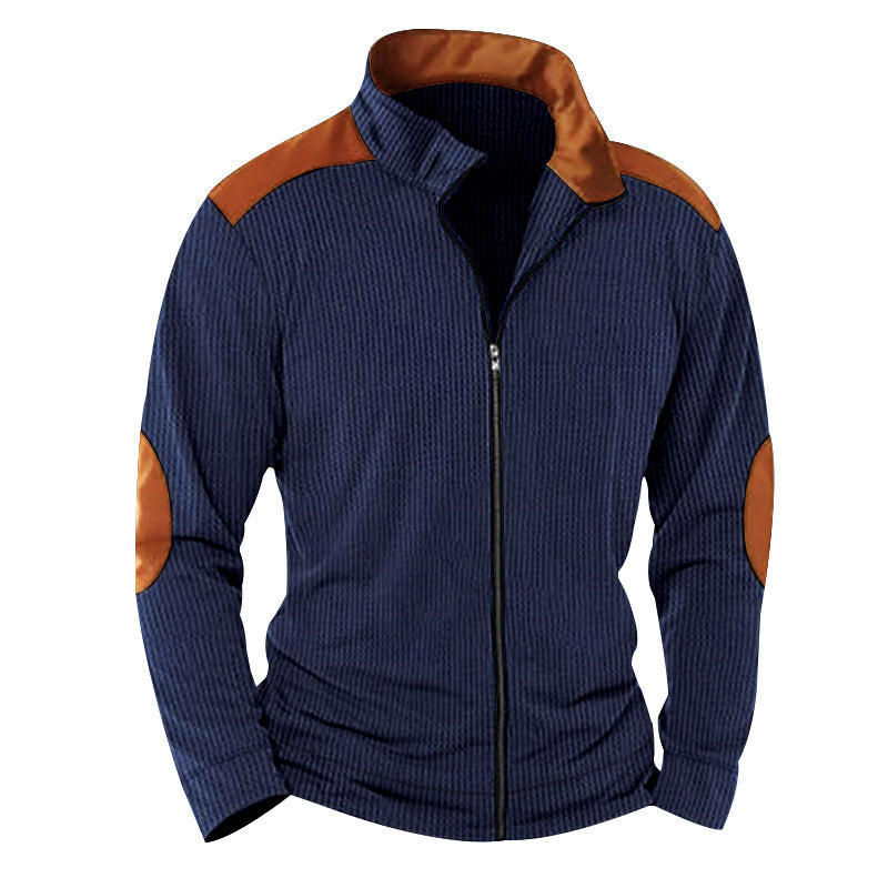 Herren Steppjacke mit hohem Kragen und Lederapplikationen Echoarchiv