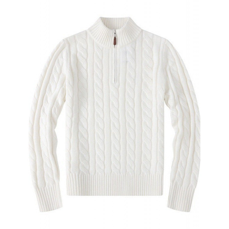 Herren Kabelstrickpullover mit Halbzip und Stehkragen aus weicher Kaschmirmischung – Norvane