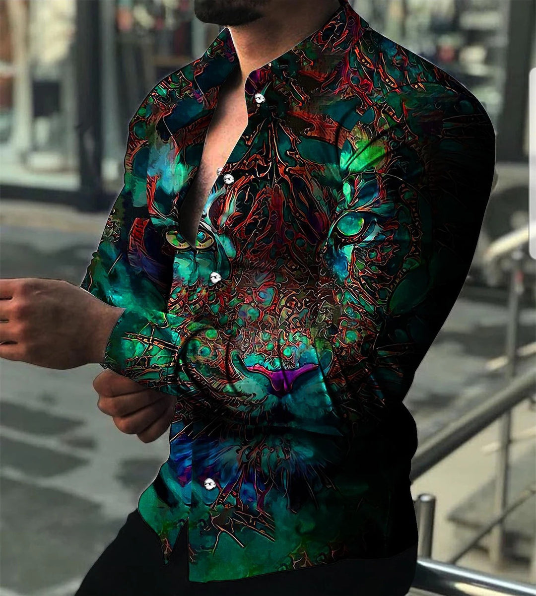 Herren Langarmshirt mit extravaganten Motiven und modischer Passform Echoarchiv