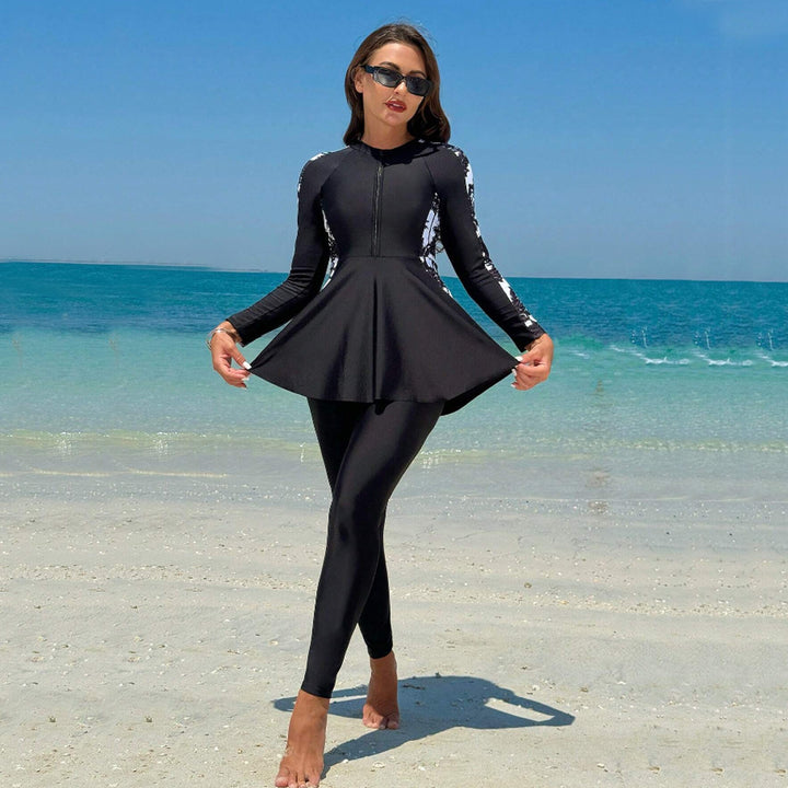 Damen Modischer UV-Schutz Surfanzug mit Peplum-Design Echo Archiv