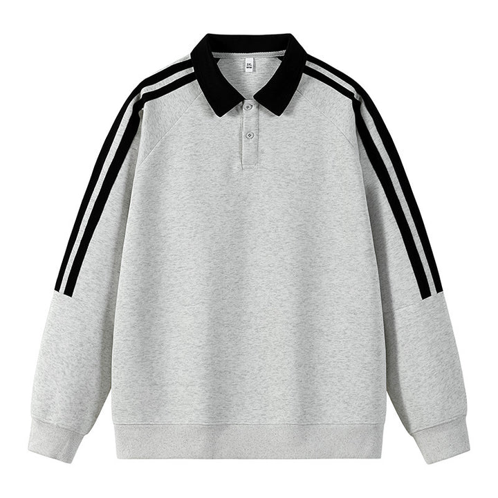 Herren sportlicher Sweat-Pullover mit Polo-Kragen Echoarchiv