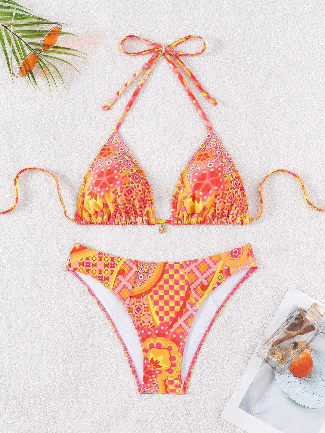 Damen Triangel-Bikini mit einzigartigem Mosaik-Muster und verstellbaren Bindebändern Echo Archiv