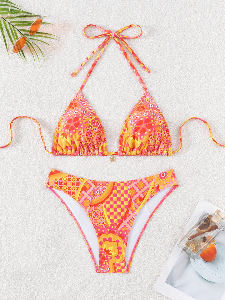 Damen Triangel-Bikini mit einzigartigem Mosaik-Muster und verstellbaren Bindebändern Echo Archiv