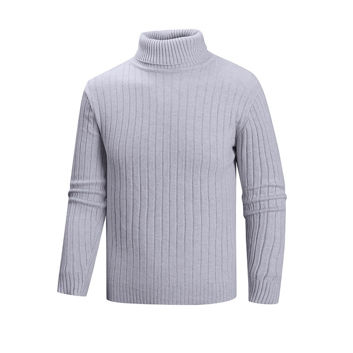 Herren eleganter Pullover mit hohem Kragen und feiner Rippenstruktur Echoarchiv