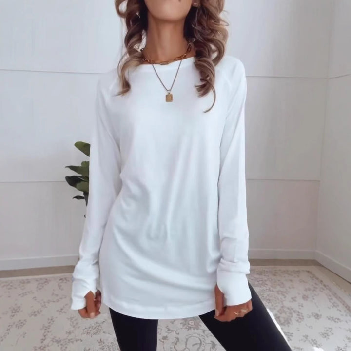 Damen nan verlängertes Langarmshirt-Tunika mit Rundhalsausschnitt und Daumenlochärmeln Echo Archiv