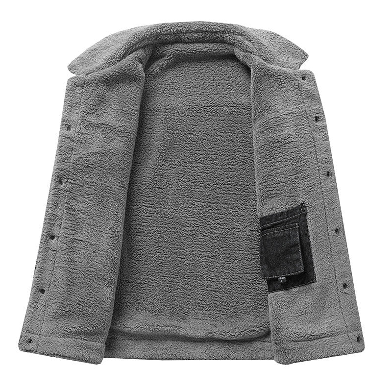 Herren Lässige Denimjacke mit Teddyfellkragen – Denvaro