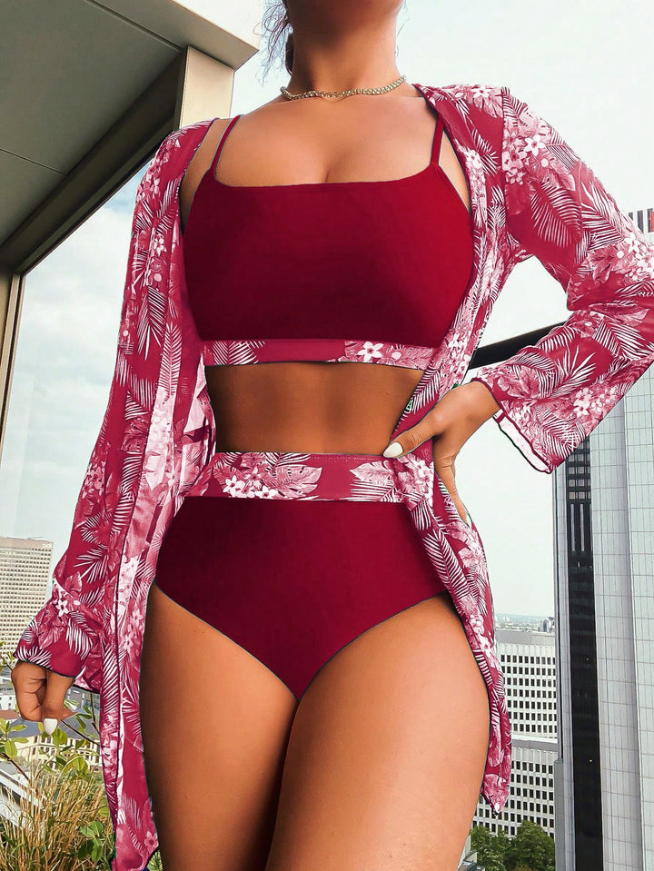 Damen Raffiniertes Bikini-Set mit transparentem Wickeltuch Echo Archiv
