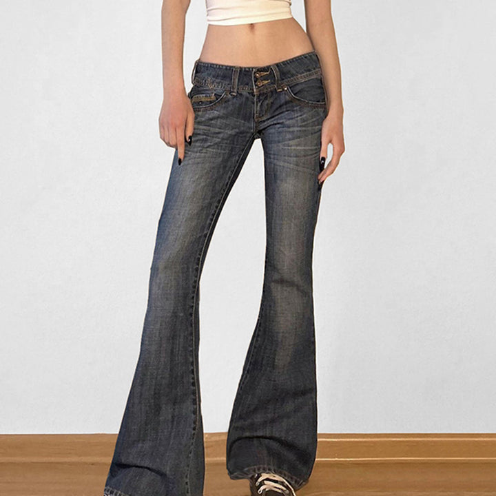 Damen Flared Jeans mit hohem Taillenbund und modischen Details Echo Archiv